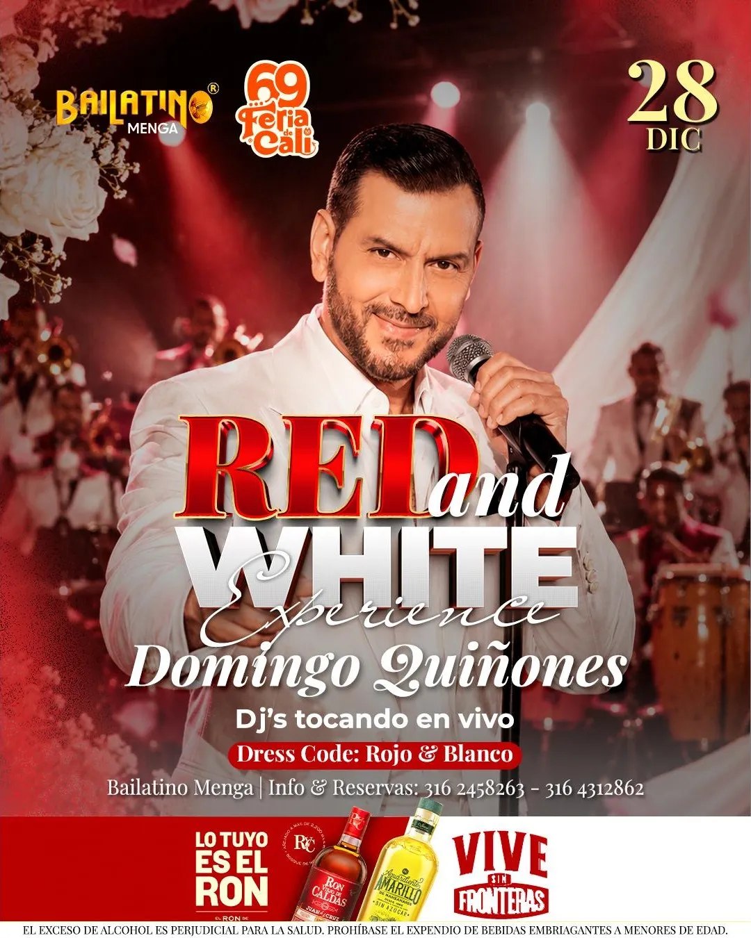 Afiche Red and White Experience con Domingo Quiñones, 28 de diciembre